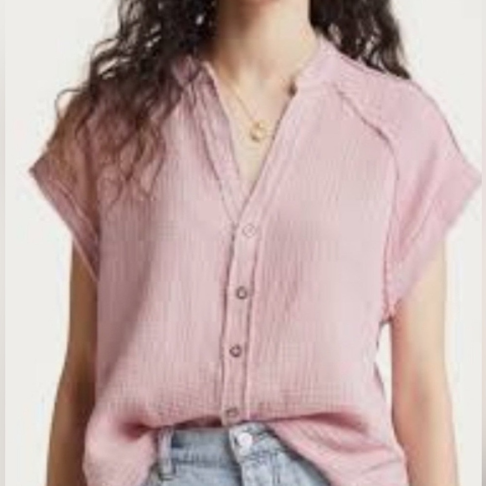 We The Free Gauze Button Front Top
